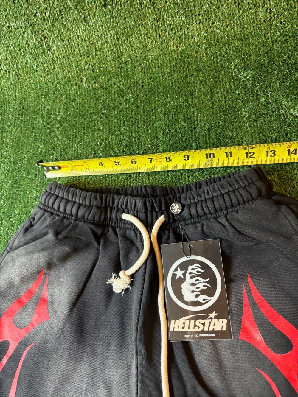 HeliStar Men’s Black Athletic Shorts with Red Flame Print - Picture 5 of 6
